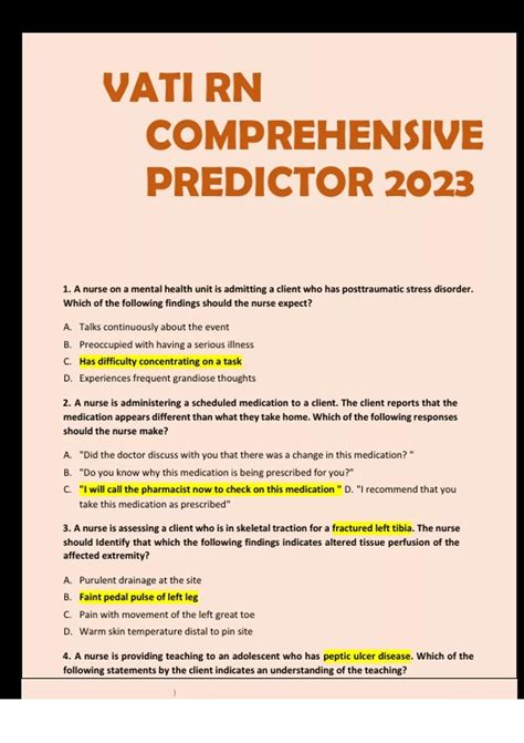 <b>Comprehensive</b> <b>Predictor</b> 2019. . Vati comprehensive predictor quizlet